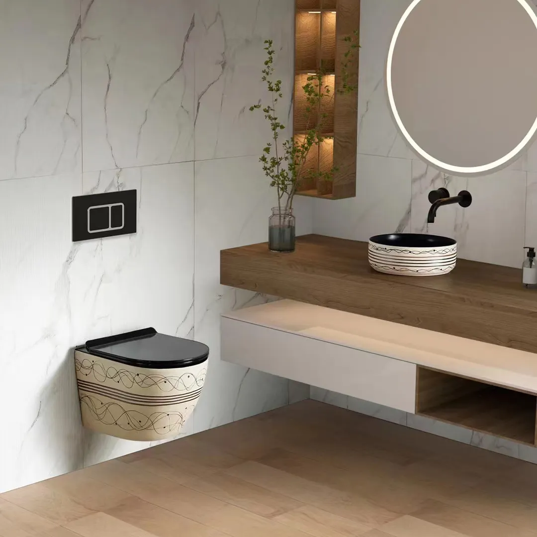 Europe Market Bathroom wall hung toilet and art basin set