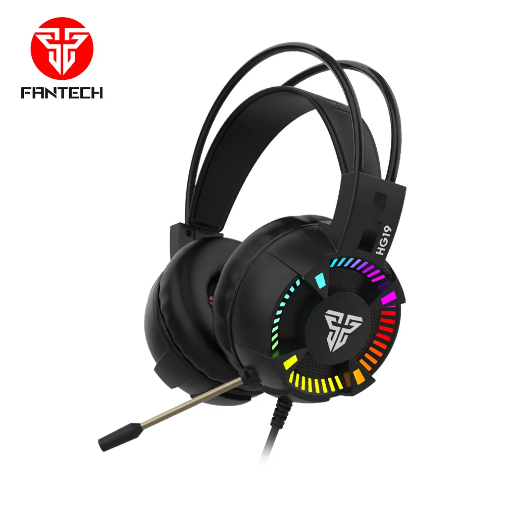 Fantech HG19 متوسطة الحجم على الأذن 40 مللي متر وحدة السائق إضاءة RGB الألعاب سماعة أذن