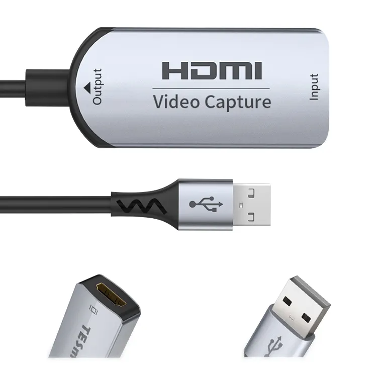 Kartu Penangkap Video 1080P HD Mini, Alat Perekam 4K untuk Streaming Langsung Konverter HDMI Ke USB 2.0 3.0 Audio Video
