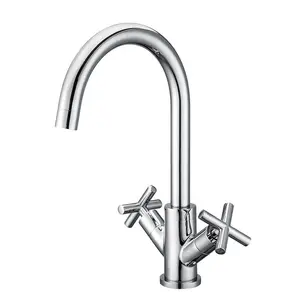 Single Handle Solid Brass Kitchen Sink Faucet Thermostatic Water Mixer with Polished Surface Factory Design Solution