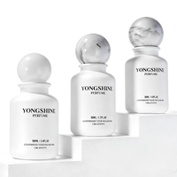 Ensemble de flacons de parfum de luxe, emballage cosmétique en verre opale blanc haut de gamme avec bouchon en marbre, contenants de parfum personnalisés