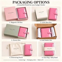 Hongbo meilleure vente 6 couleurs brillant en cuir verni A6 or-anneau Budget classeur planificateur avec enveloppes en espèces comme cadeaux d'école/de bureau