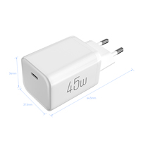Chargeur GaN 45W CE RoHS avec câble USB C 1C 45W PD Chargeur mural rapide Prise EU pour ordinateur portable Téléphone Tablette En stock pour livraison rapide