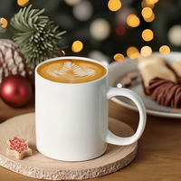 Mug à café en céramique 11 oz avec logo personnalisé, couvercle et poignée, blanc uni classique, tasses à sublimation, cadeaux de Noël pour hommes, femmes, famille