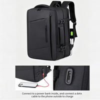 Sac à dos décontracté pour ordinateur portable, résistant à l'eau, en tissu filmé, léger, extensible, multifonctionnel, montable sur chariot