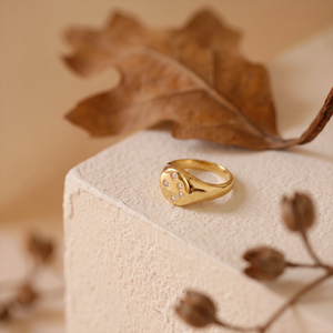 Anillo de acero inoxidable con forma de estrella y circonita, joyería delicada, 316L, PVD, chapado en oro - Product Image 3