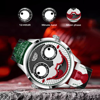 Montre à quartz LIGE LG89160 pour homme, cadran clown unique, style sportif, étanche, bracelet en cuir, cadran de 42 mm, Relogio Masculino