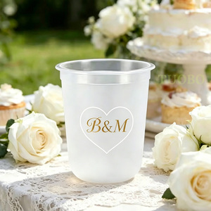 Custom Logo U-Shaped Wedding PP <strong>Plastic</strong> <strong>Cups</strong> 14oz 16oz 24oz Frosted Clear Disposable Smoothie Boba Milk Tea Cold <strong>Drink</strong> <strong>Cup</strong> - Product Image 2