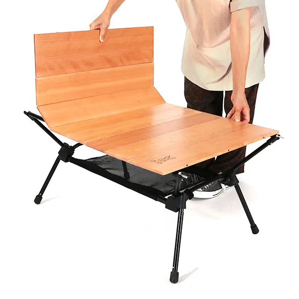 Table extérieur pliante, 1 pièce, table en aluminium et bois, table légère et réglable, pour pique-nique camping