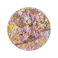 Campuran Payet Kuku Putih Pink Kuning untuk Kerajinan Tumbler, Glitter Bintang Hati Cangkang Bunga, Payet Paillettes, DIY Manikur Seni Kuku