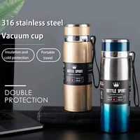 Botol Termos Olahraga Vakum Isolasi Dingin Hangat 1L, Botol Termos Stainless Steel untuk Air, Teh, Kopi, Flask Vakum