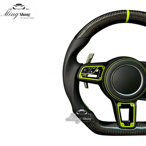 Volante Deportivo Personalizado de Fibra de Carbono Auténtica en Negro y <span class=keywords><strong>Verde</strong></span> para Porsche 911 718 Panamera Cayenne Taycan Boxster Cayman <span class=keywords><strong>Macan</strong></span> - Product Image 5