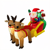 NORCO 6FT Décoration de Noël Gonflable Père Noël, Traîneau et Rennes en Polyester Imperméable, Modèle Gonflable pour Jardin