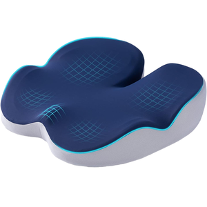 Coussin de siège ergonomique en mousse à mémoire de forme en forme de U pour chaise, soutien des fesses, couleur bleue, motif uni, fabriqué à la machine - Product Image 1