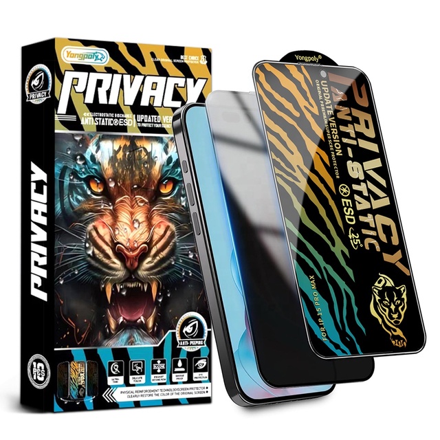 Factory Direct Anti Spy Privacy Tempered Glass Screen Protector Full Cover for iPhone 16 Pro Max