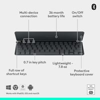 Logitech Keyboard Tablet, Keyboard Bluetooth portabel Keys-to-GO 2 dengan penutup bawaan