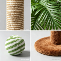 CocoPalm 70cm Arbre à chat en forme de palmier en bois d'hévéa, écologique et sûr, griffoir à 4 niveaux en chanvre blanc, palmier artificiel