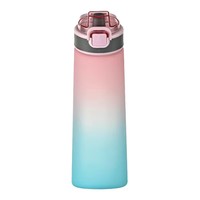Bouteille d'eau écologique avec compartiment pour arômes, Tritan+PP de qualité alimentaire, couvercle à ouverture rapide, paille intégrée, compatible lave-vaisselle, pour camping et sport