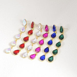 2025 fabricant en gros nouveau de haute qualité délicat populaire Antique tendance élégant strass longues boucles d'oreilles en forme de goutte d'eau - Product Image 6