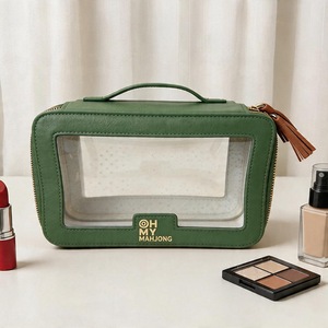 Sac de rangement de luxe FuPai pour Mahjong, moderne, écologique, imperméable, pliable, en PVC transparent, style américain, avec fermeture éclair et franges pour <span class=keywords><strong>poker</strong></span> - Product Image 1