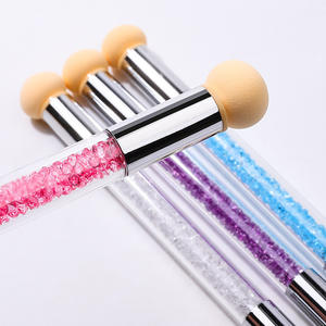Mini ongles <span class=keywords><strong>Silicone</strong></span> estampage outil tache brosse éponge stylo ensemble Double face brosse à ongles avec strass - Product Image 4
