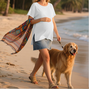 Vêtements pour femmes enceintes au design uni, t-shirts pour femmes enceintes, logo personnalisé, t-<span class=keywords><strong>shirt</strong></span> décontracté surdimensionné personnalisé OEM pour femmes enceintes - Product Image 5