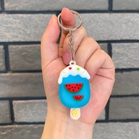 Porte-clés en caoutchouc souple PVC personnalisé de toutes formes / Porte-clés en PVC en forme de crème glacée / Porte-clés 3D en caoutchouc en forme de fruits