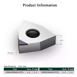 Wnmg/wnga 080404 r0.4/0.8 CBN kim loại Máy tiện chuyển Công cụ Cắt PCD kim cương Carbide chèn cho máy tiện CNC công cụ - Product Image 2