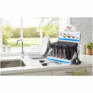 High Quality Eco-Friendly Handheld Pink Grey Dish Washing Brush PP Material Stand Best Cleaning Product for Easy Kitchen Use - Product Image 3