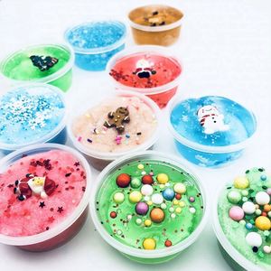 Kit de Pâte à Modeler Rose de Noël : Slime, Pâte à Modeler, Bonhomme de Neige, Licorne, Flocon de Neige, Décorations de Donuts aux Fruits - Jouet Anti-Stress pour Enfants - Product Image 1