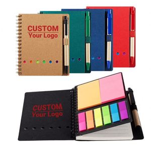 Offre Spéciale – Mini Carnet Spirale Portable avec Stylo, Bloc-Notes en Papier Kraft Recyclé et Lot de Notes Adhésives pour le Bureau et l'École - Product Image 2