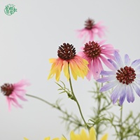 Nouveauté : Bouquet artificiel multicolore d'échinacée et de marguerites, 68 cm, 3 branches, pour centres de table, arrangements floraux, décoration