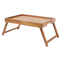 Plateau de lit pliable en bois d'acacia 2026 avec pieds pour le petit-déjeuner des enfants, idéal pour le camping