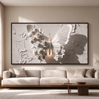 Impression sur toile avec cadre en bois contemporain, motif animalier blanc texturé, pour décoration murale de salon, chambre et maison