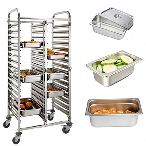 Carrello Portateglie a Doppia Fila per 32 Teglie GN, in Acciaio Inox, per Hotel e Pasticcerie - Product Image 1