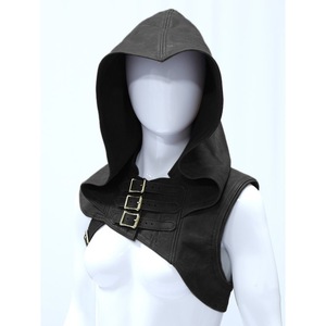 Capa de Guerrero Vikingo de Cuero Sintético Medieval, Disfraz de Cazadora Asesina, Disfraces de Carnaval, Capa con Capucha de Cuero de Color Sólido - Product Image 3