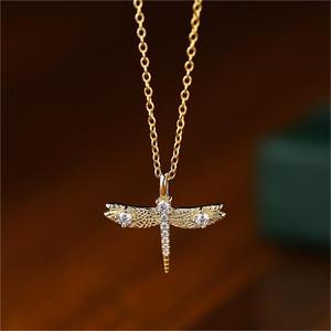 2024 Vogue 925 Sterling Silver Animal <strong>Jewelry</strong> 18k Gold Plated Zircon <strong>Dragonfly</strong> Wing Pendant Necklace for Women - Product Image 6