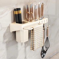 Organisateur mural intelligent moderne pour ustensiles de cuisine avec porte-couteaux et crochets pour un rangement efficace de la cuisine