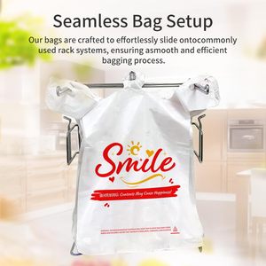 ถุงพลาสติกแบบมีหูหิ้ว Smile ขนาด 11.5x6.5x21 ซม. สีขาว ถุงใส่ของชำแบบใช้แล้วทิ้ง สำหรับธุรกิจและช้อปปิ้ง - Product Image 4