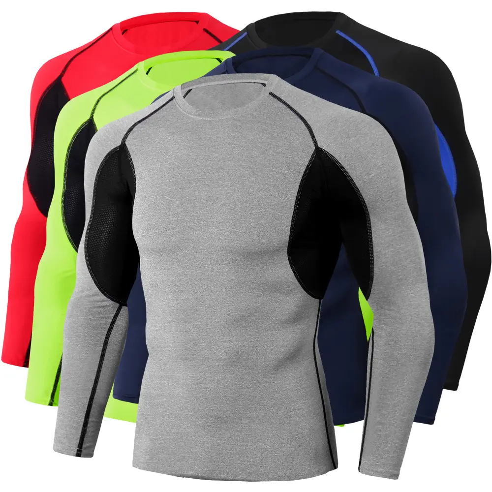 Blank Stretchy Long Full Sleeve Gym T Shirt For Men Oversized Bodybuilding Compression Muscle Fit T-shirt Man