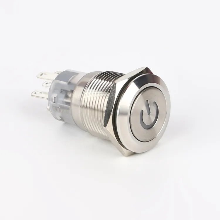 Luce metallo pulsanti interruttori 19 millimetri illuminato led interruttore momentaneo push button switch