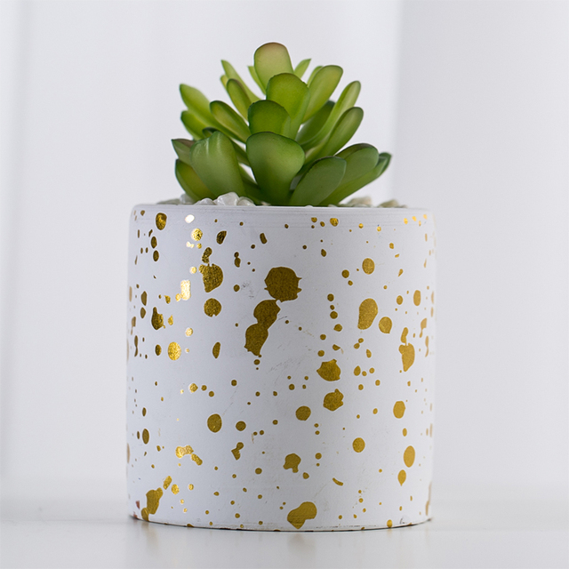 Mini Golden Point Round Shape Plant Succulent Pot Nature Houseplant Home Decor Artificial  Ceramic Pot
