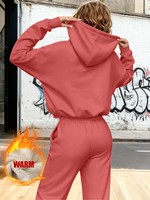 Pantalon de survêtement à capuche uni personnalisé 2 pièces ensemble survêtement chaud d'hiver ensembles de pulls à capuche pour femmes avec impression