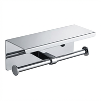 Porte-papier toilette double Langges SUS304 avec étagère, auto-adhésif, OEM ODM, chromé, antirouille, certifié, série complète, toutes finitions