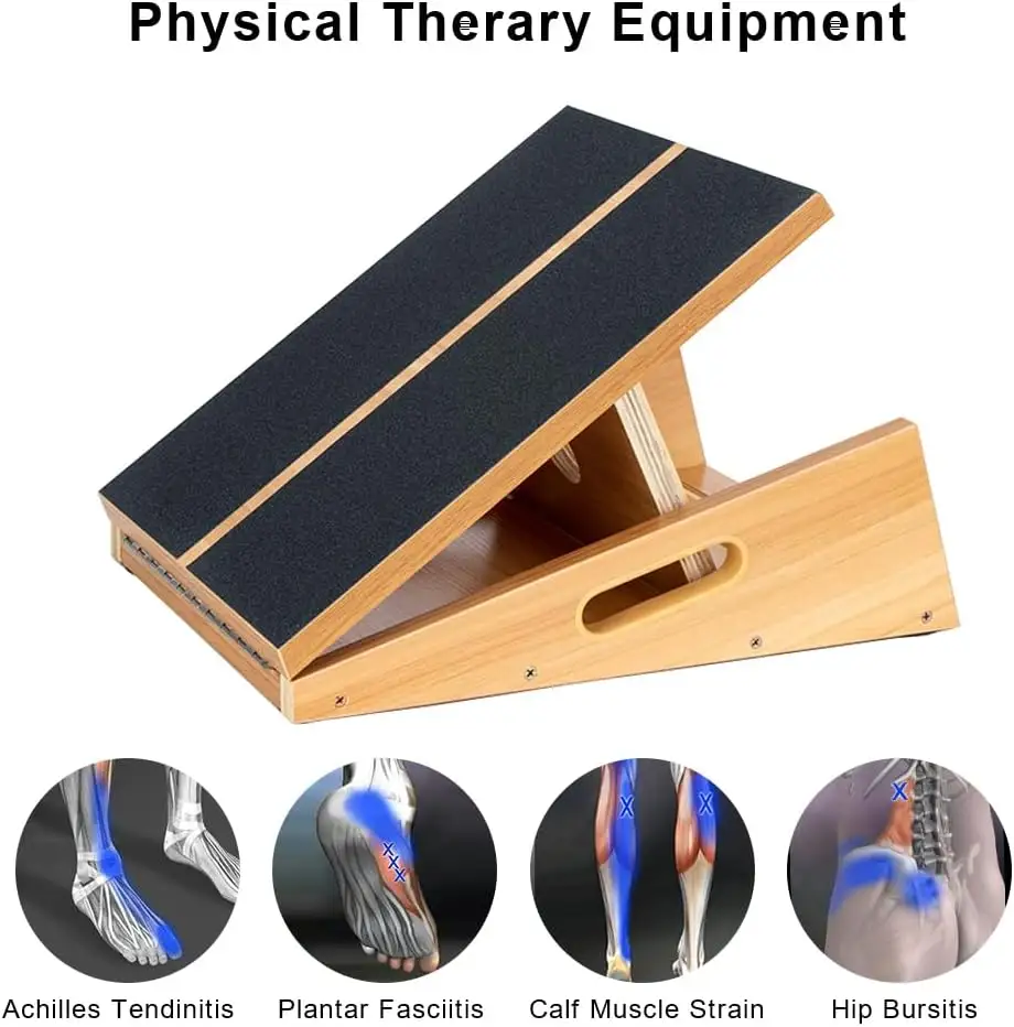 Professional custom portable 5 positions adjustable calf stretcher wooden slant board