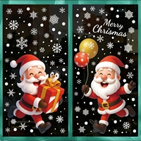 Autocollants statiques de Noël pour fenêtres, avec Père Noël, bonhommes de neige et flocons de neige, pour les vitrines des magasins et la décoration des portes vitrées de la maison