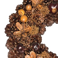 Articles de fête Couronnes de fleurs décoratives et plantes Couronne de fleurs en bois de pomme de pin naturelle fabriquée à la main pour la décoration de Noël