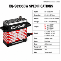 Moteur Servo à Couple Élevé XQ-POWER XQ-S8335DW 35kg IP67 Étanche Sans Balais Engrenage en Acier Inoxydable pour Bateau RC Camion Vente en Gros OEM