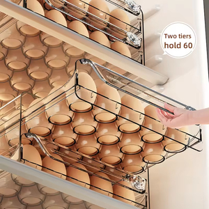 Organizador de huevos al por mayor, contenedor de almacenamiento de plástico transparente para refrigerador, encimera <span class=keywords><strong>rectangular</strong></span>, dispensador de cajones de huevos, comida - Product Image 5