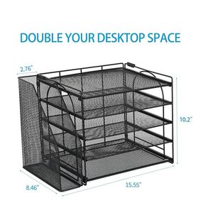 Organisateur de papier et d'accessoires en métal avec porte-documents, accessoires de bureau et organisateurs d'espace de travail pour supports de catalogues et de références - Product Image 4